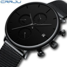 Crrju 2268 hot Fashion Watch Men Waterproof Slim Mesh Strap Minimalist Wrist Watches For Men Quartz Sports Watch